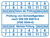 Prüfplakette für Schweißgeräte