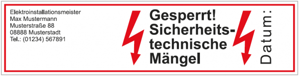 Sperraufkleber mit Firmeneindruck